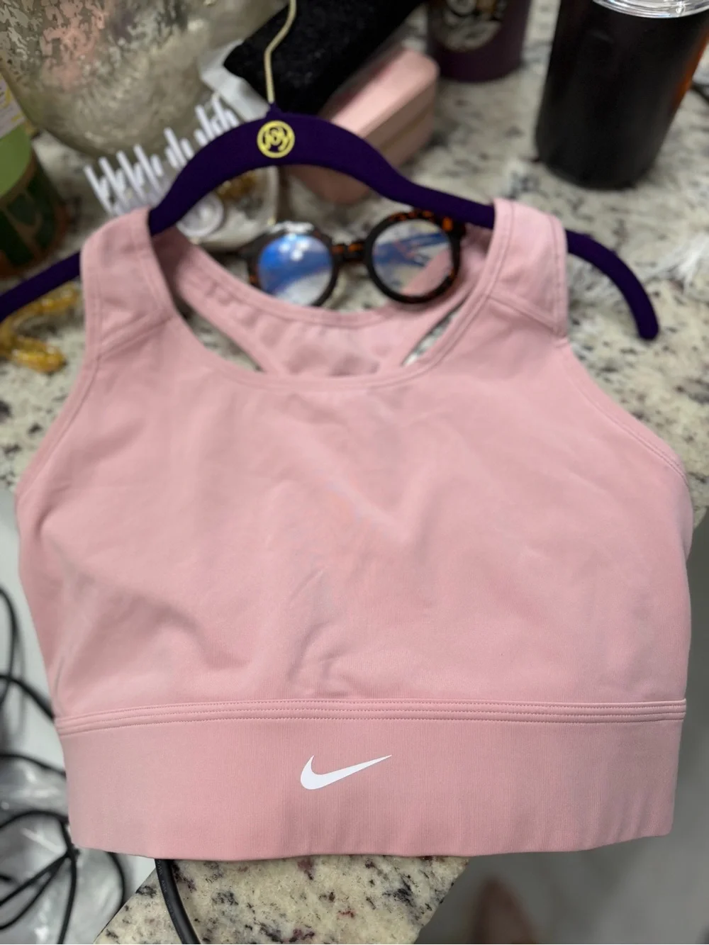 Nike Dri-FIT Racerback Medium Support Sports Bra Pink Large